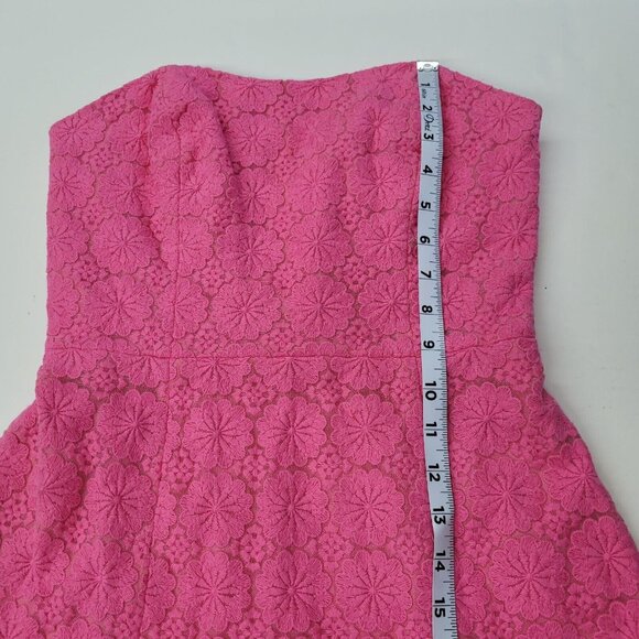 Lilly Pulitzer Vicki Dress Women 2 Pink Strapless Mini Vintage Daisy Embroidered - Picture 9 of 11